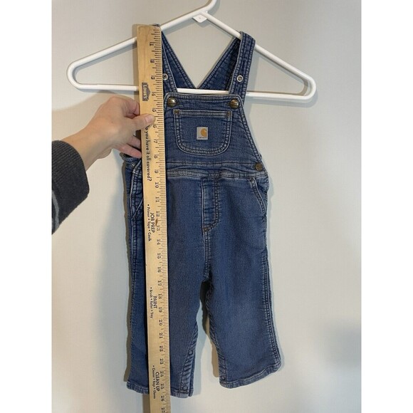 Carhartt Denim Overalls Bib Size 24M Toddler  Baby Infant Soft Stretch Blue Jean - Picture 3 of 8